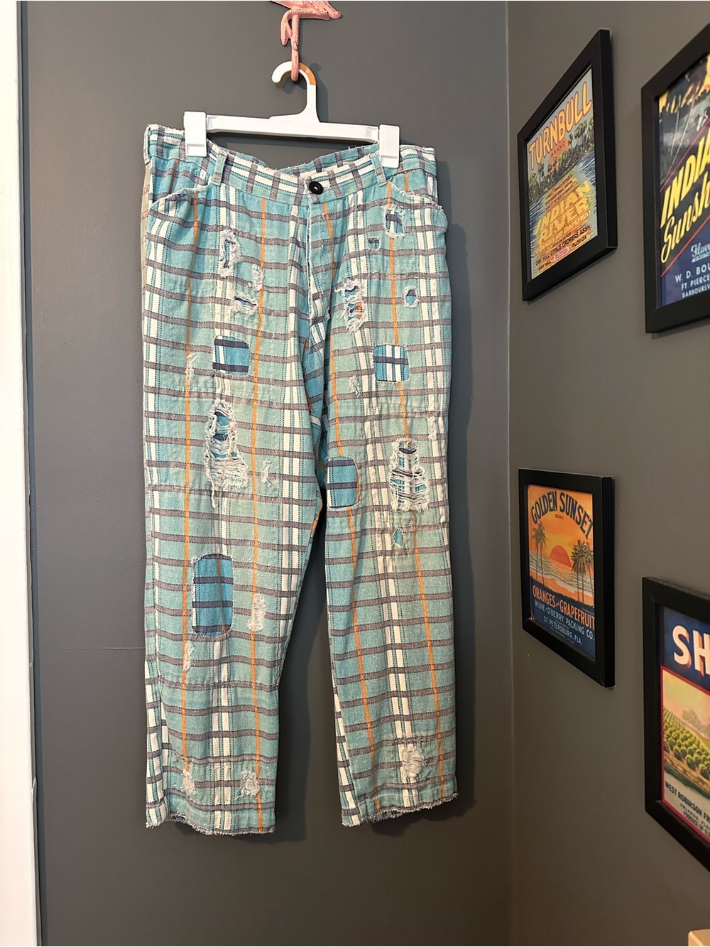 Magnolia Pearl Mint, Light Blue & Cream Plaid Waistband Pants